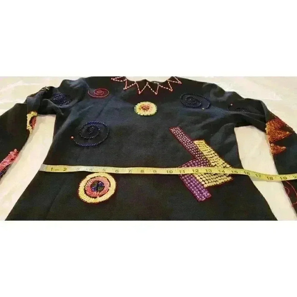 Vintage Dress 70s Sequin Beaded NWT Liz Claiborne Dead Stock MCM Orig tag $260 S - Picture 7 of 12